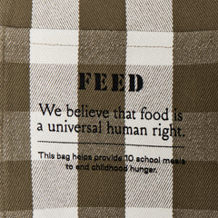 Green Gingham | Interior label: We believe that food is a universal human right. This bag helps provide 10 school meals to end childhood hunger.