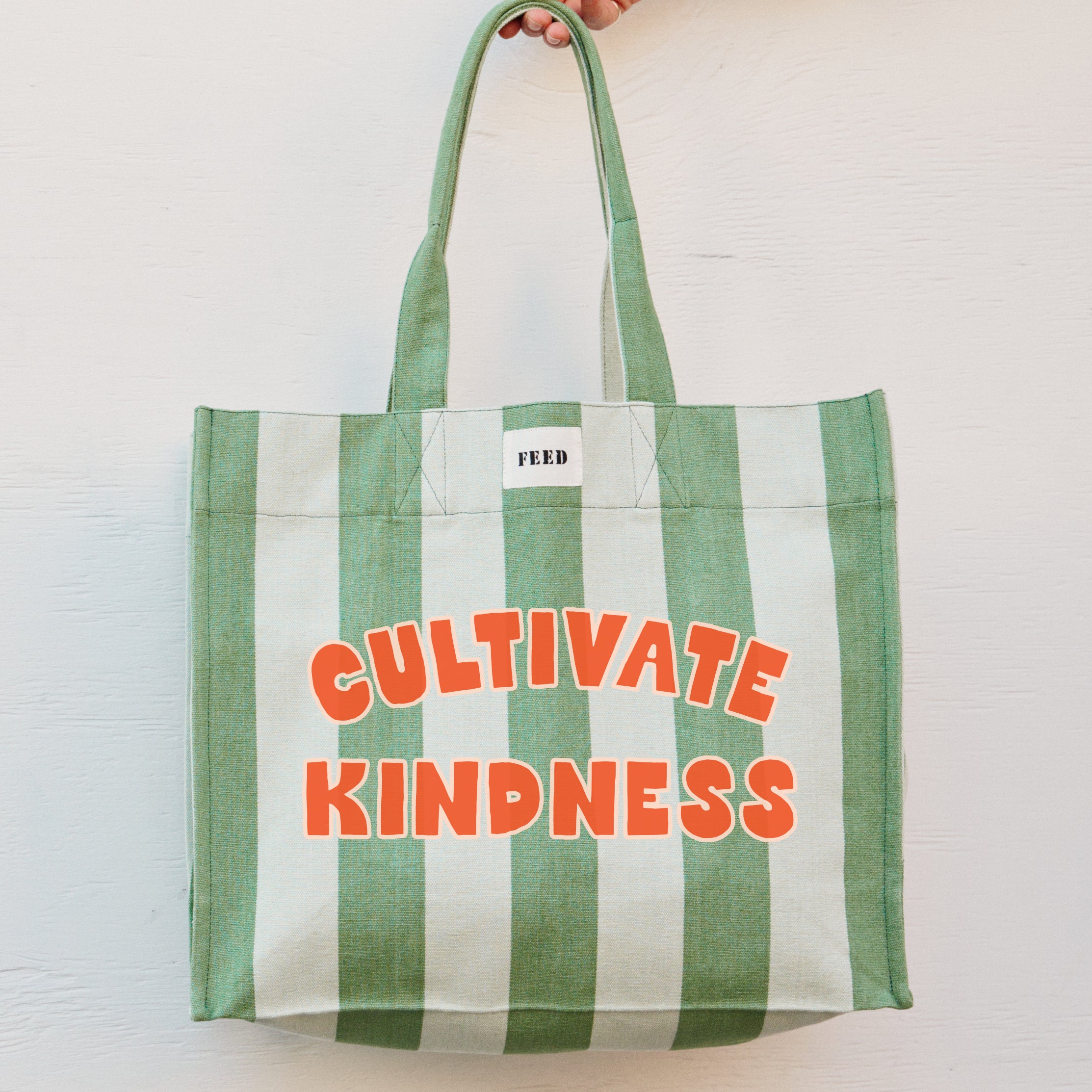Green Cabana Stripe  | hanging Green Cabana Stripe Carryall