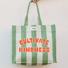 Green Cabana Stripe  | hanging Green Cabana Stripe Carryall