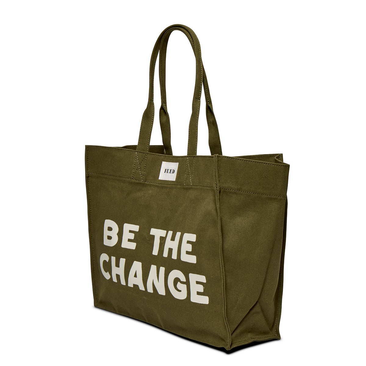 Be The Change Carryall | side of Be The Change Carryall army green