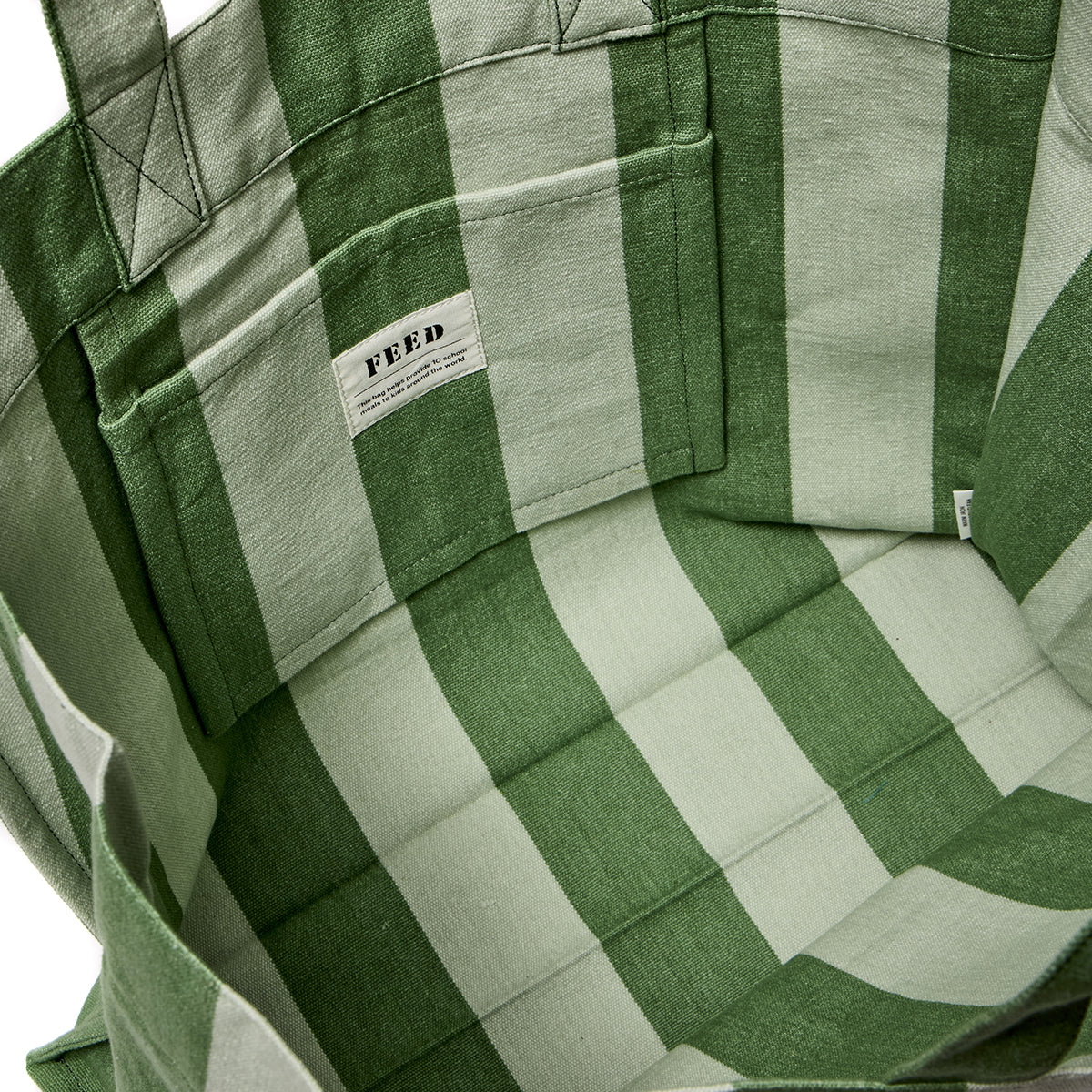 Green Cabana Stripe  | overhead of Green Cabana Stripe Carryall