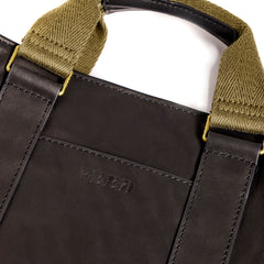 Black | close-up of small leather work bag
