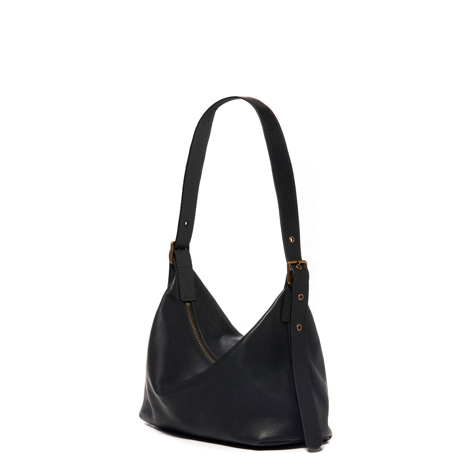 Black | leather bag side view 1