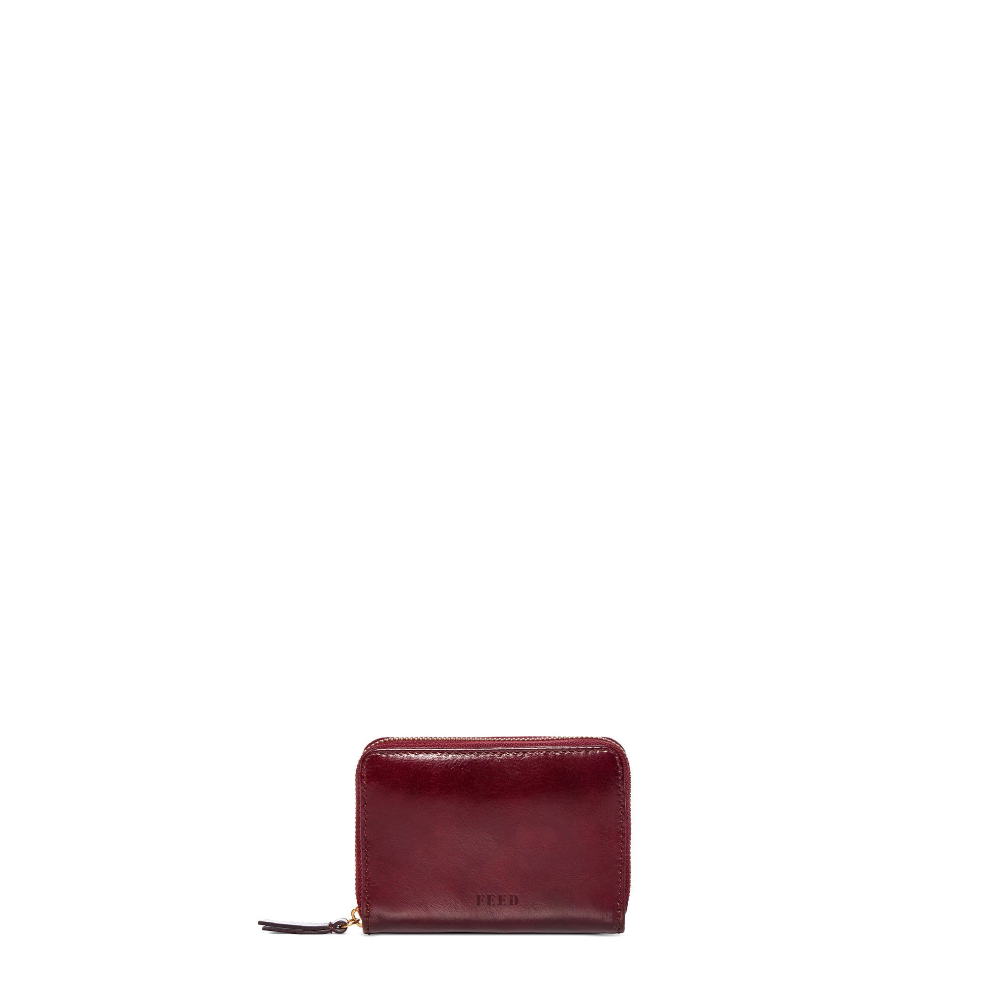 Burgundy | mini leather wallet front