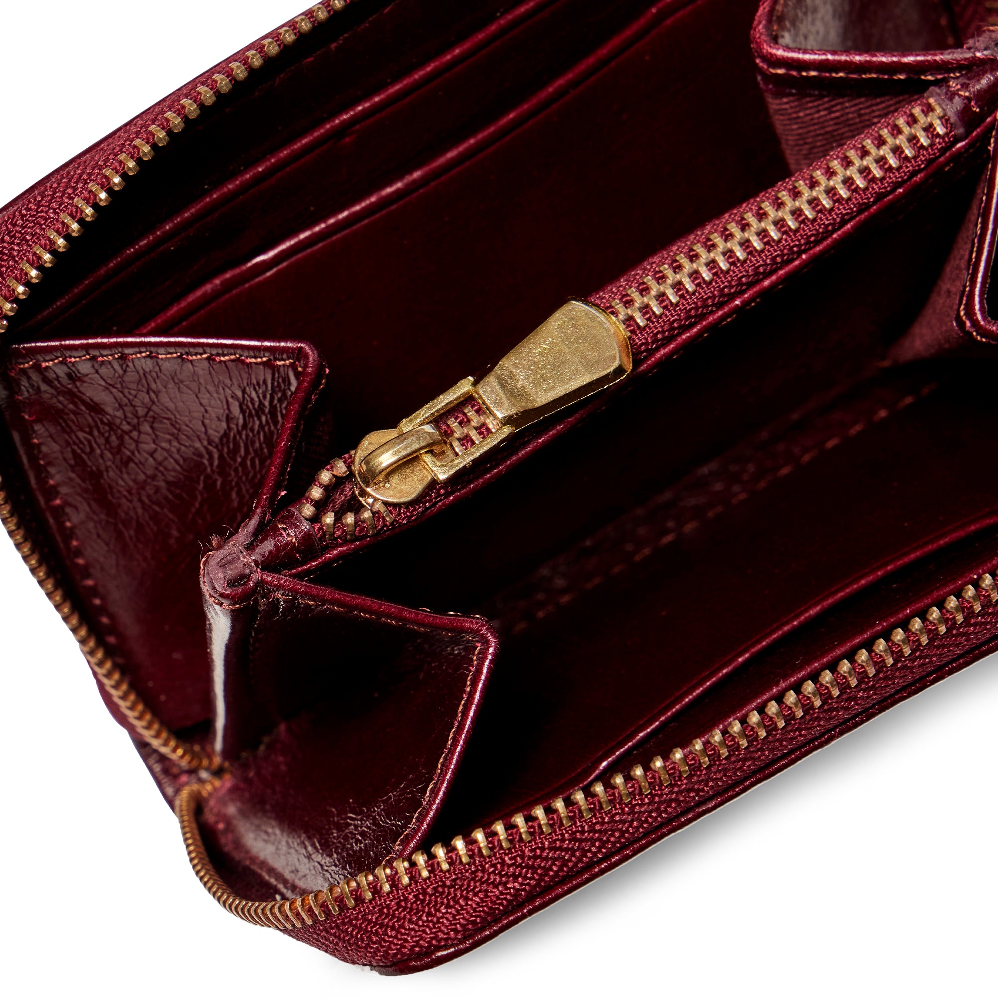 Burgundy | mini leather wallet detail