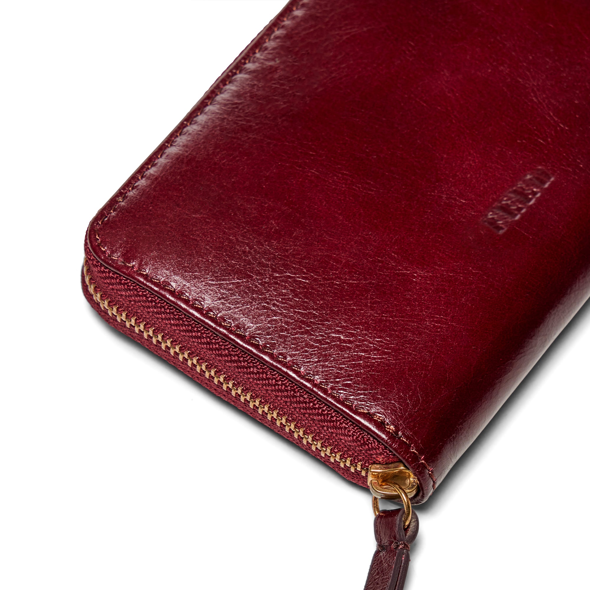 Burgundy | mini leather wallet detail 2