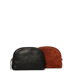 Black | black and suede moon pouch