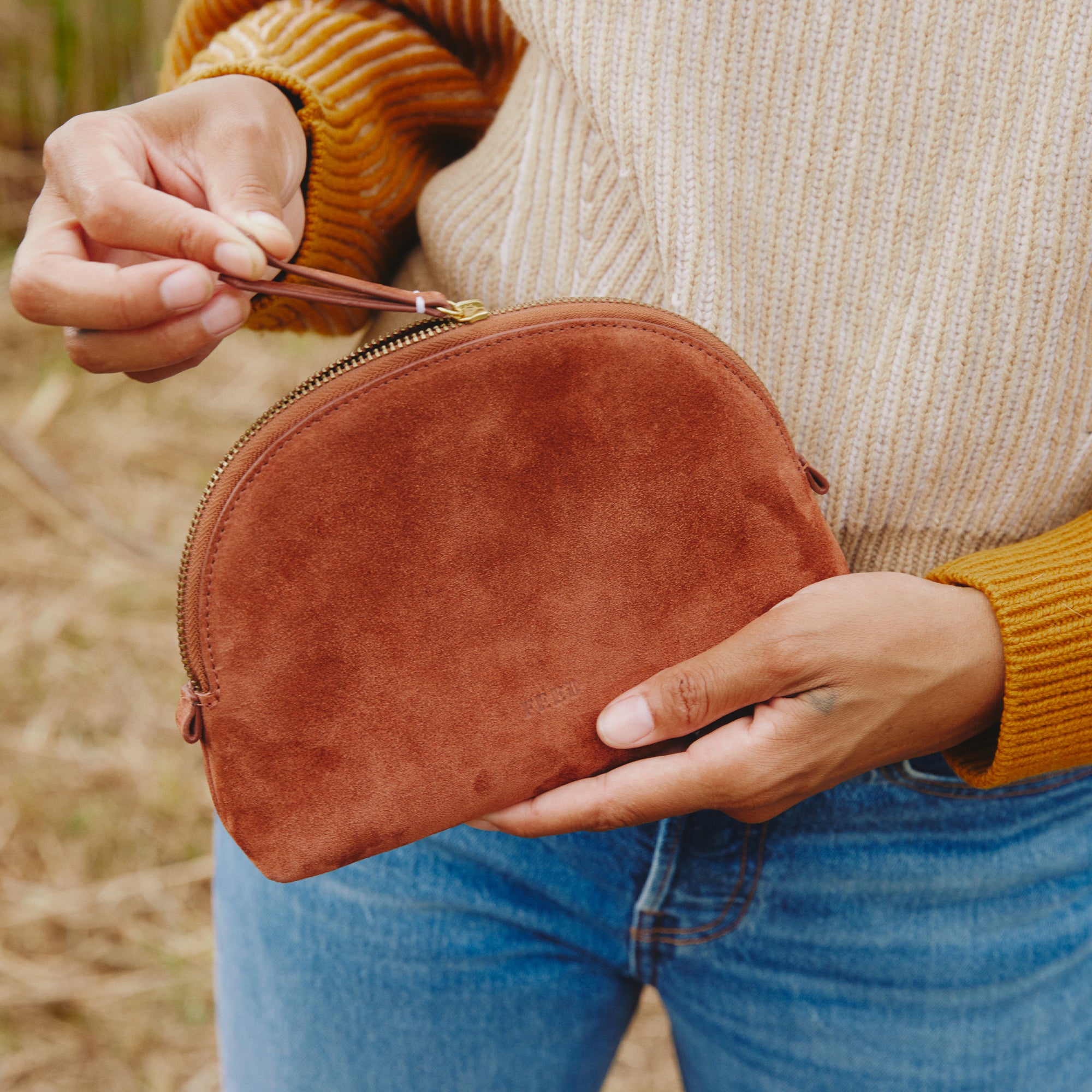 Suede Moon Bag