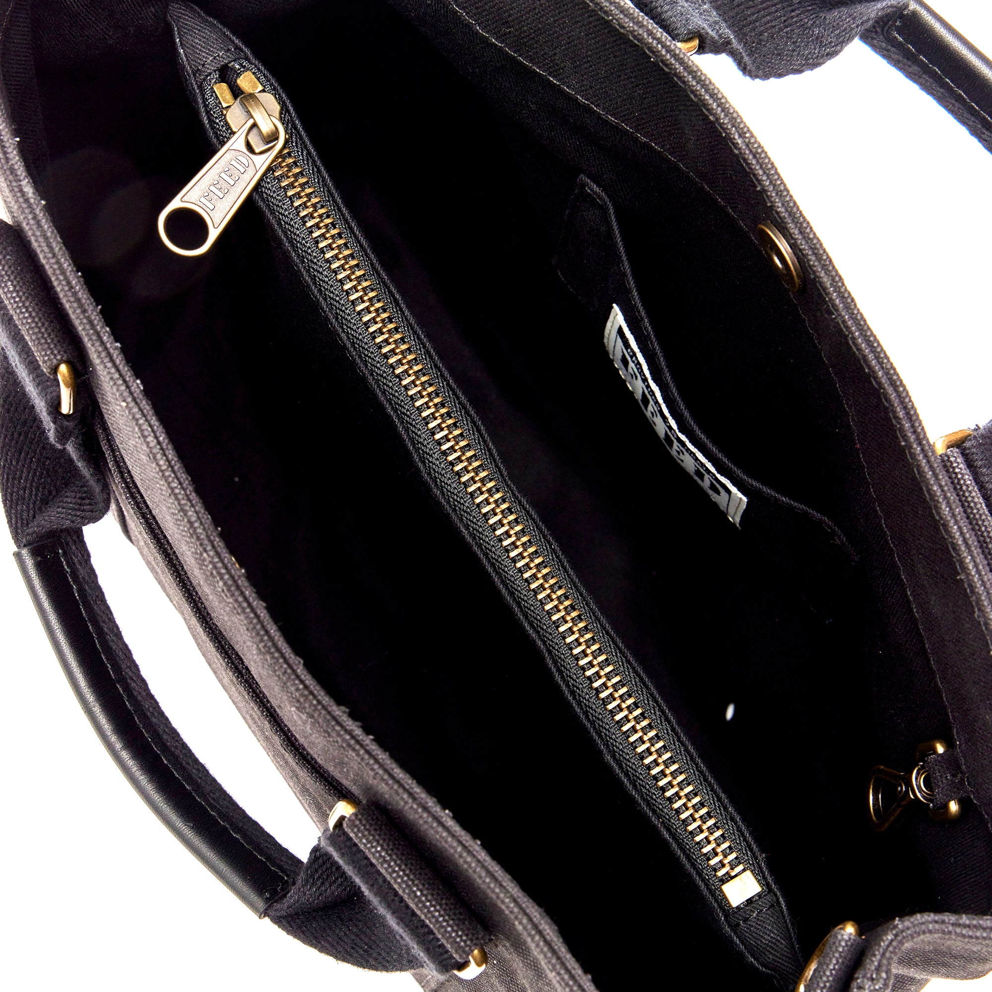 Black | interior slip pockets of small canvas work bag