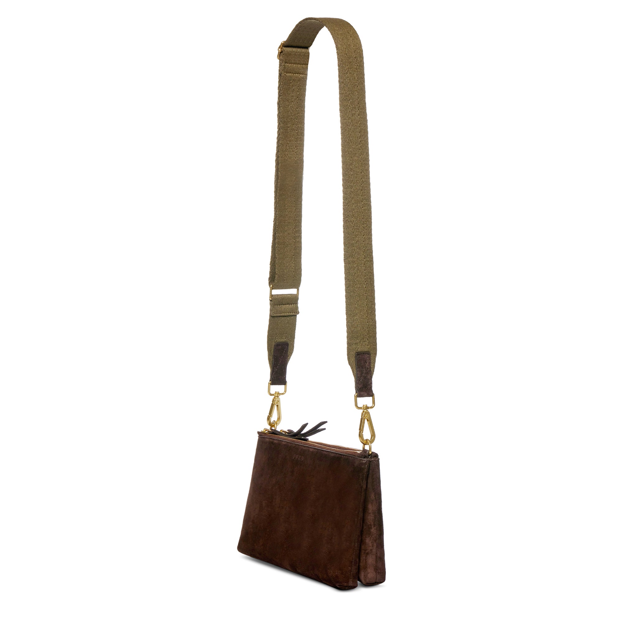 Mogano Suede | side of bag with handles up